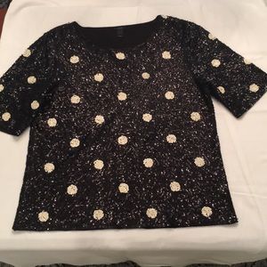 J. Crew Sequin Polka Dot Top LG